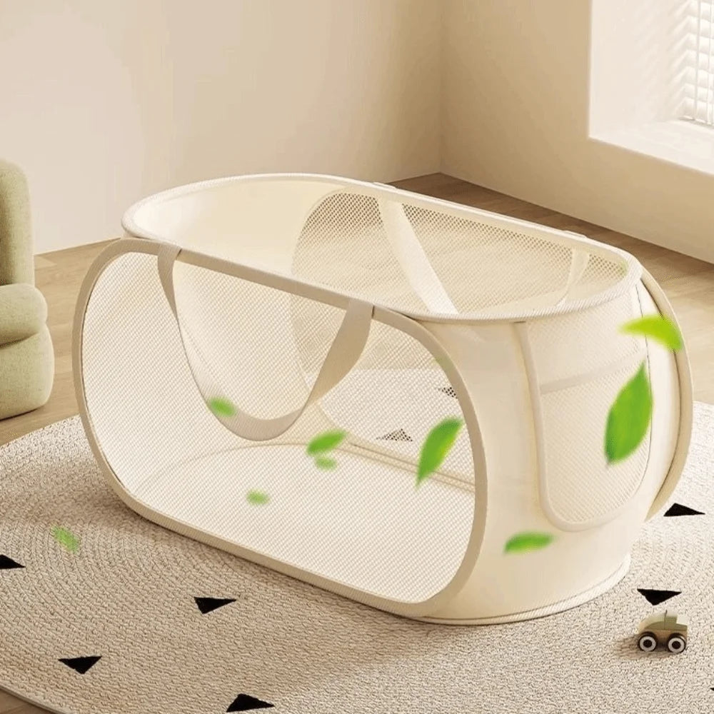 New Sub Block Design Doll Storage Basket with Handle Large-capacity Storage Bucket Side Pocket Laundry Basket Laundry Supplies Quake