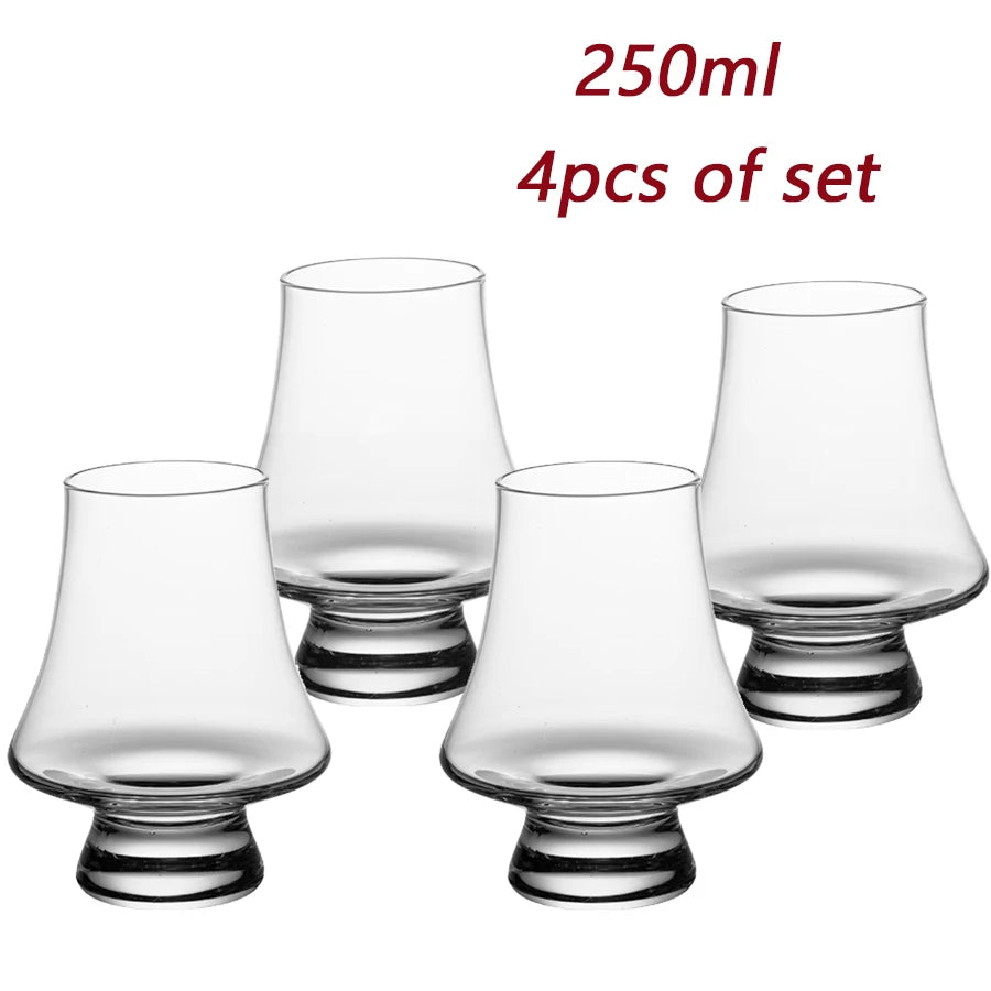 YWDL 2/4/6pcs Glass Whiskey Cup Set of 250ml Clear Lead Free Drinking Glasses Scotch Liquor Barware Beer Spirits Wine Glasse Quake 4pcs 250ml