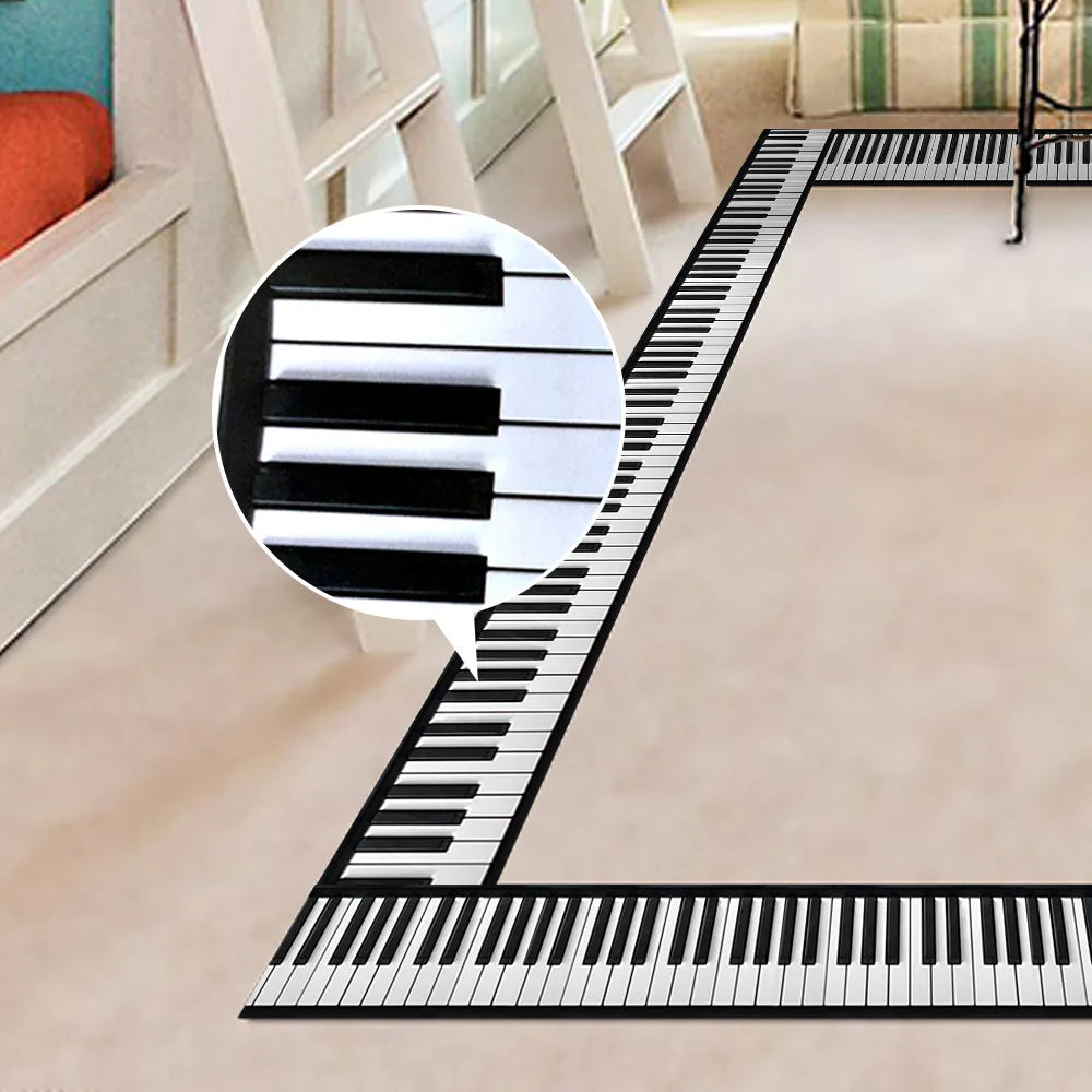 Black and White Piano Keys Wall Stickers Kicking Baseboard Waist Line Wallpaper Decals Music Decoration Glass Door Decor Musica Quake
