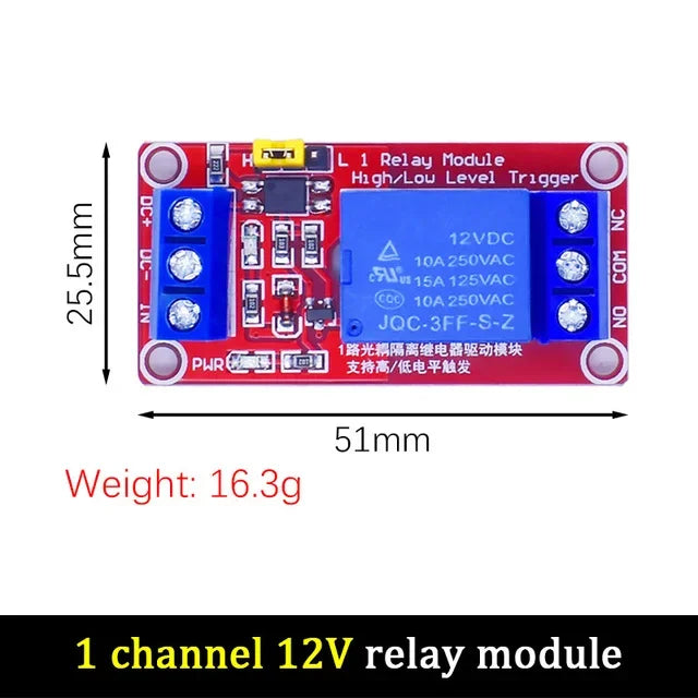 5V 12V 24V Relay Module Board 1 2 6 4 8 Channel Shield with Optocoupler Support High and Low Level Trigger for Arduino Quake 12V 1 Channel