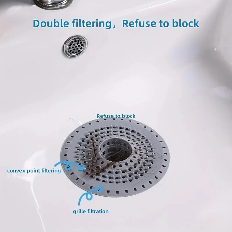 2pcs Kitchen Sink Filter Bathroom Floor Filter Silicone Drain Strainer Sink Strainers Hair Catcher for Bathroom Accessories Quake