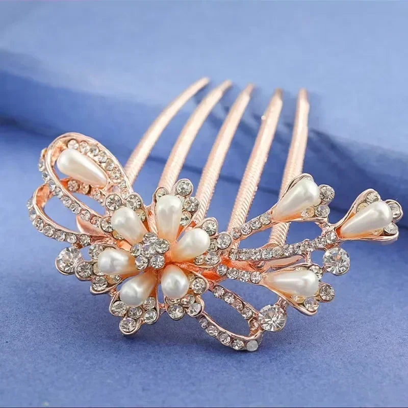 Women Crystal Hair Braiding Clip Elegant Vintage Hairpin Girls Elegant Rhinestone Hair Accessories Crystal Hairpins Barrettes Quake FS408