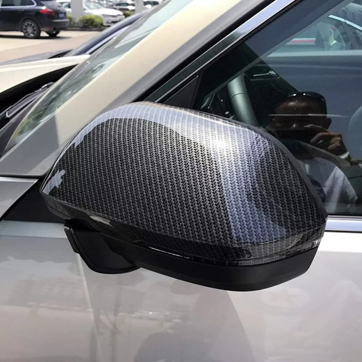 For Volkswagen VW Atlas Teramont 2017-2023 Car Sticker Rearview Side Mirror Cover Wing Cap Exterior Door Rear View Case Trim Quake