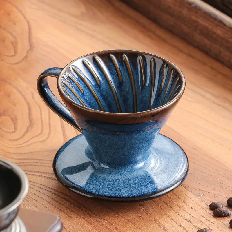 YWDL Ceramic Coffee Filter Cup Reusable Filters Coffee Maker V Style Funnel Dripper Filter Cup Coffee Accessories Quake