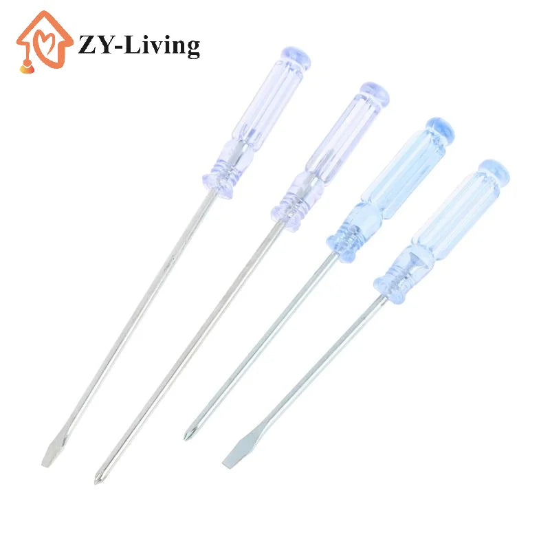 4Pcs/set Transparent Blue Handle Screwdriver Slotted Cross Manual Screw Driver Household Maintenance Repair Hand Tool Kit Quake