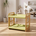 Elevated Cat Bed House with MDF Frame and Jute Mat for Cozy Cat Sleeping Perch Quake CatBedGrnStripe
