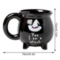 Cauldron Mug Spooky Ceramic Witch Home Decor Halloween Cauldron Mug Desk Decor for Hot Ice Tea Milk Latte Juice Soup Home Living Quake Black 301-400ml