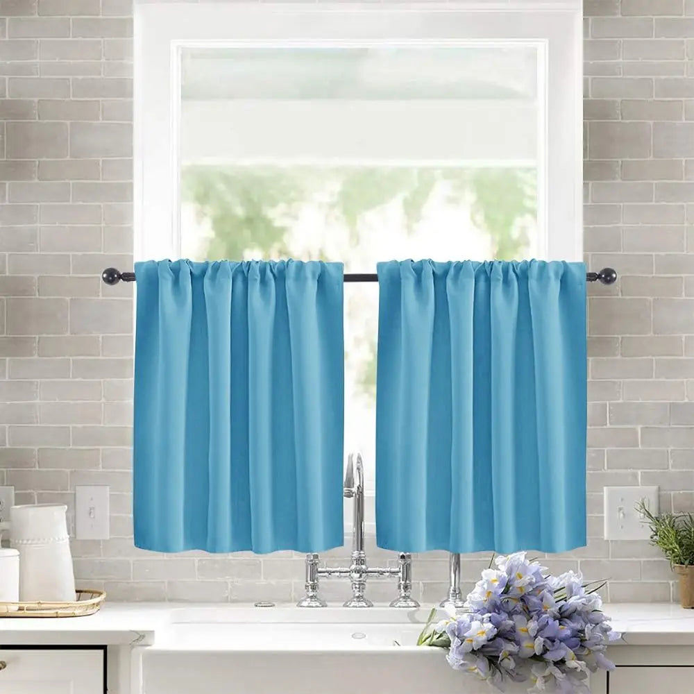 Pure Color Short Tier Curtains for Small Window Treatment Durable Short Blackout Curtain Washable Half Window Curtains Quake