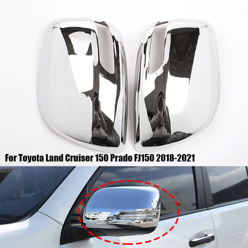 For Toyota Land Cruiser 150 Prado FJ150 2018 2019 2020 2021 Chrome Side Door Rearview Mirror Cover Cap Trim Frame ABS Car Parts Quake
