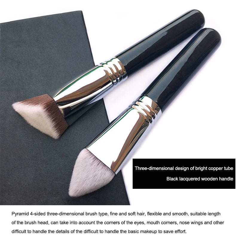 Makeup Kabuki Foundation Brush Luxury Single Pro Large Slant Triangle Square Tapered Vegan Cosmetic Brushes Quake