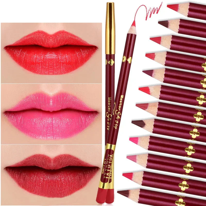 YALAIYI 12-color Lip Liner Pencil Waterproof and Colorfast for Beginners Easy To Use Lip Liner Pen Lip Liners Foggy Color Quake