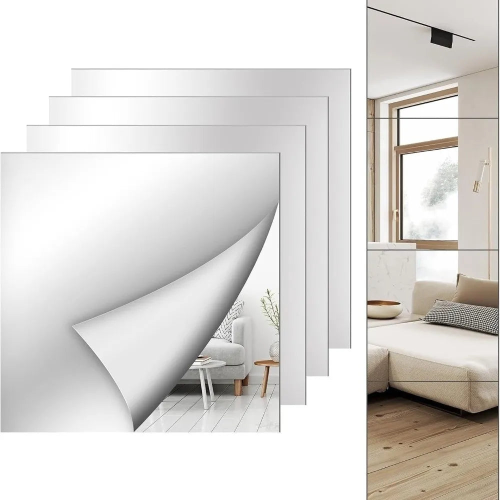 1pc Self Adhesive Acrylic Mirror Sheet 1.6mm Thick Shatterproof Non Glass Mirror Stickers Simple DIY Craft Makeup Mirror Quake