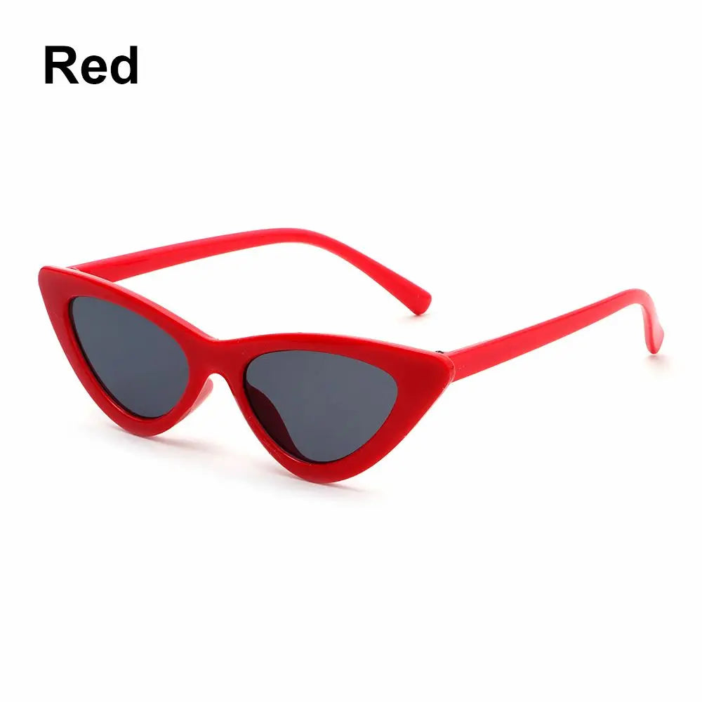 Fashion Candy Color Sunglasses Kids Aged 3-9 Years Trendy Retro Cat Eye Sun Glasses Boys Girls Non-Polarized Shades Party Favor Quake red