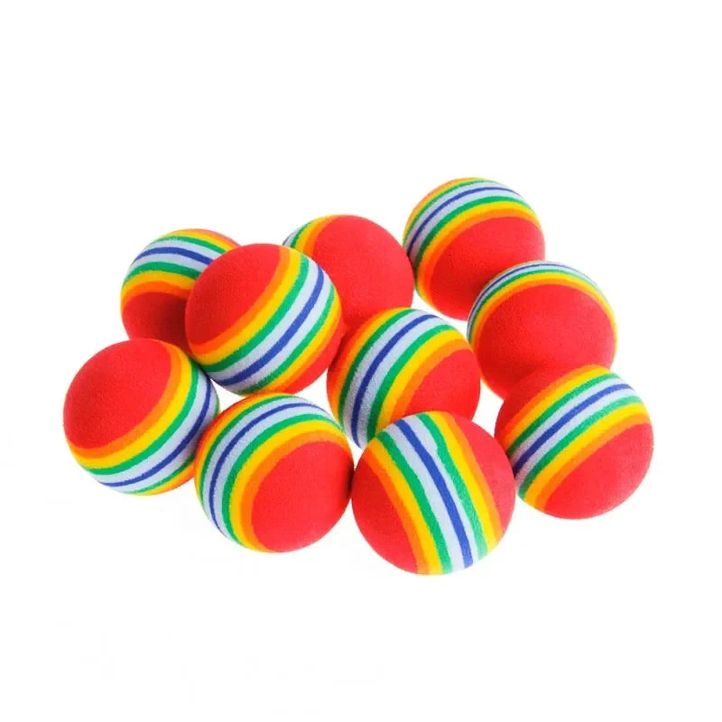 Rainbow Cat Toys Ball Interactive Cat Dog Play Chewing Rattle Scratch Ball Training Balls Pet Toys Supplies Quake 10pcs