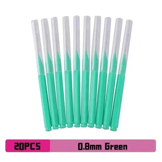 vvocci 20pcs Interdental Brush Box - Orthodontic Gap Cleaner for Braces, Straight Teeth & Periodontal Care with Storage Case Quake M356 green 20pcs