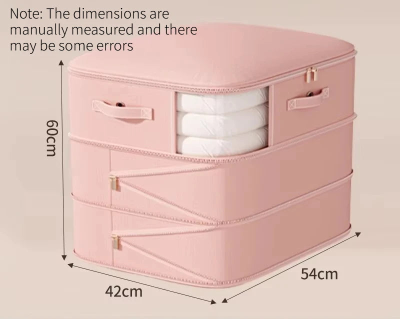 1PC Twill See Through Vacuum Storage Compression Bag Large Capacity for Quilt Down Jacket Clothes Wardrobe Organization Quake Pink-3 Layers