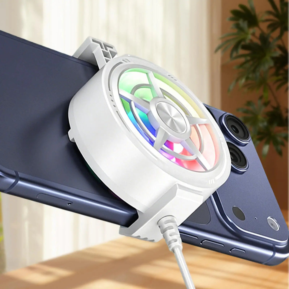 Phone Cooling Fan Portable Handy Low Noise Light Up USB Rechargeable Compact for Games Video Calls Live Broadcasting Vlog Tablet Quake