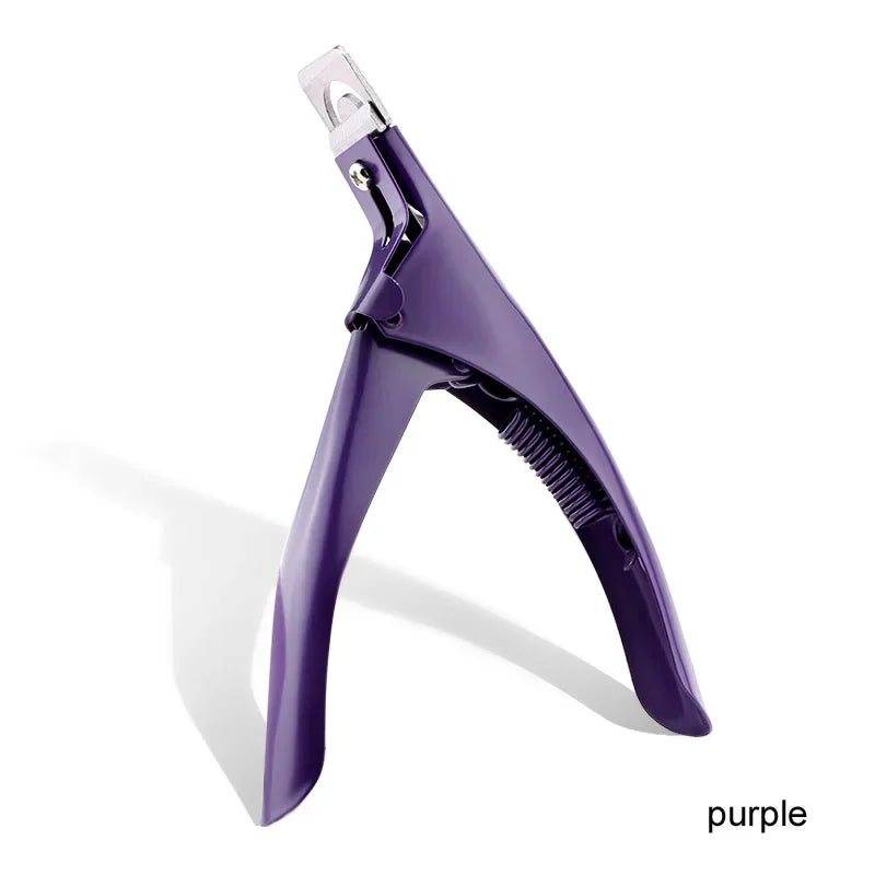 vvocci Professional U-Type Acrylic Fake Nail Clipper & Edge Trimmer, Stainless Steel Manicure Tool for Nail Art & Salon Use Quake M440 Purple