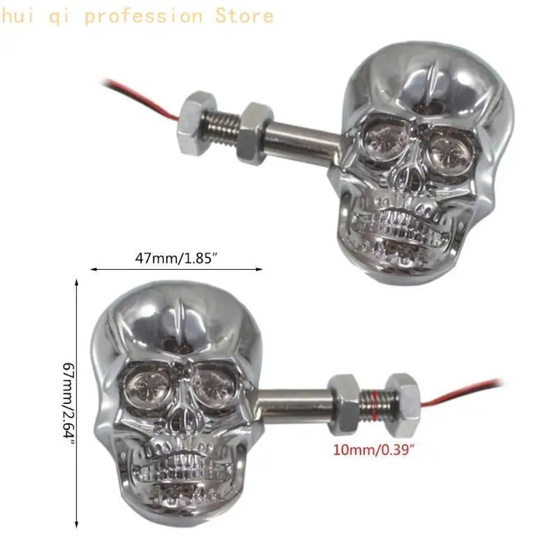 1 Pair 12V Motorbike LED Turn Lights Punk Skull Turn Lights H8WE Quake