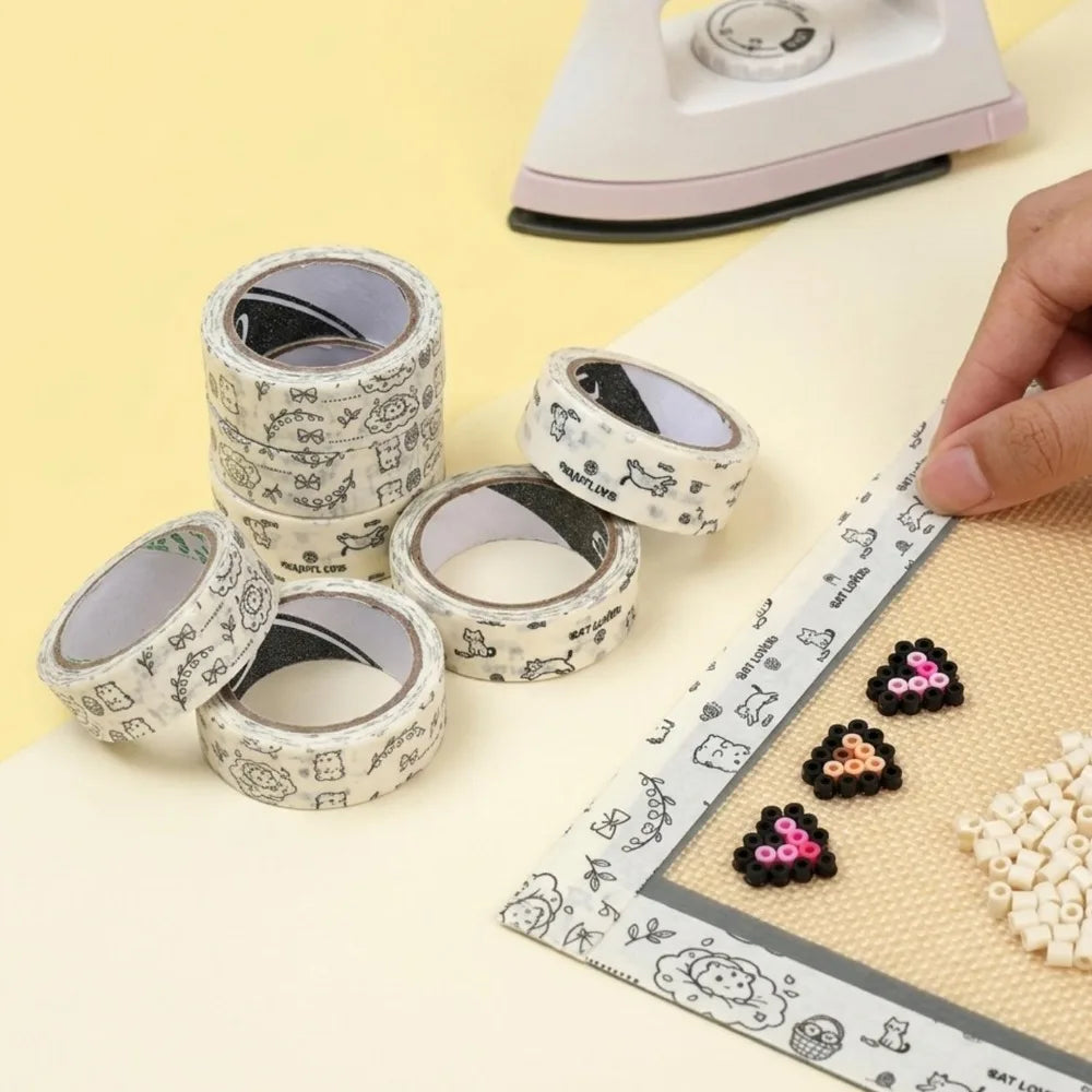 Cat Pattern Bead Baking Cloth Tapes Hand Torn No Trace Baking Cloth Edge Binding Tape High Temperature Resistant Wrapping Tapes Quake