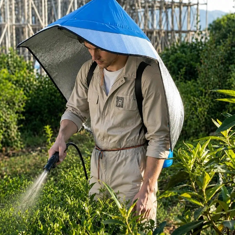 Sun Rain Protection Hooded Cape Breathable UV Hat for Farming Gardening Wide Brim Bucket Hat with Neck Cover Farm Work Quake