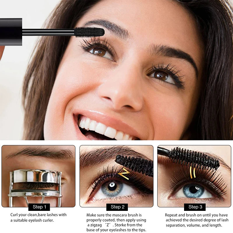 Color Mascara Eyelashes Lengthening Mascara 4D Silk Fiber Waterproof Curling Mascara Black Eyelashes Extension Make Up Cosmetics Quake
