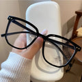 Ultra Light Big Frame Anti Blue Light Glasses Square Face Slimming Eyewear Fashion Computer Eye Protection Daily Office Glasses Quake black