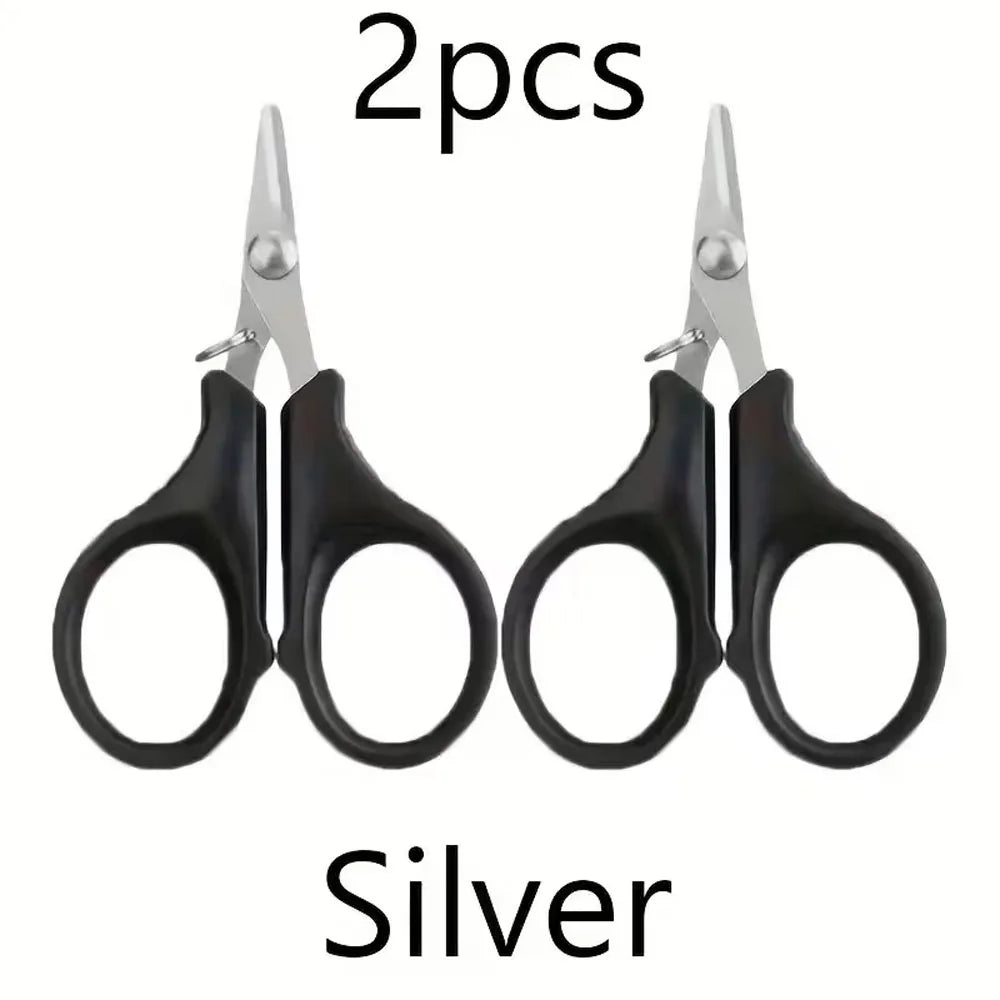 2Pcs Heavy-Duty Fishing Scissors, Non-Slip Serrated Edges, Suitable for Cutting Braided Line in Saltwater & Freshwater, Basic Fishing Quake Silvery2Pcs