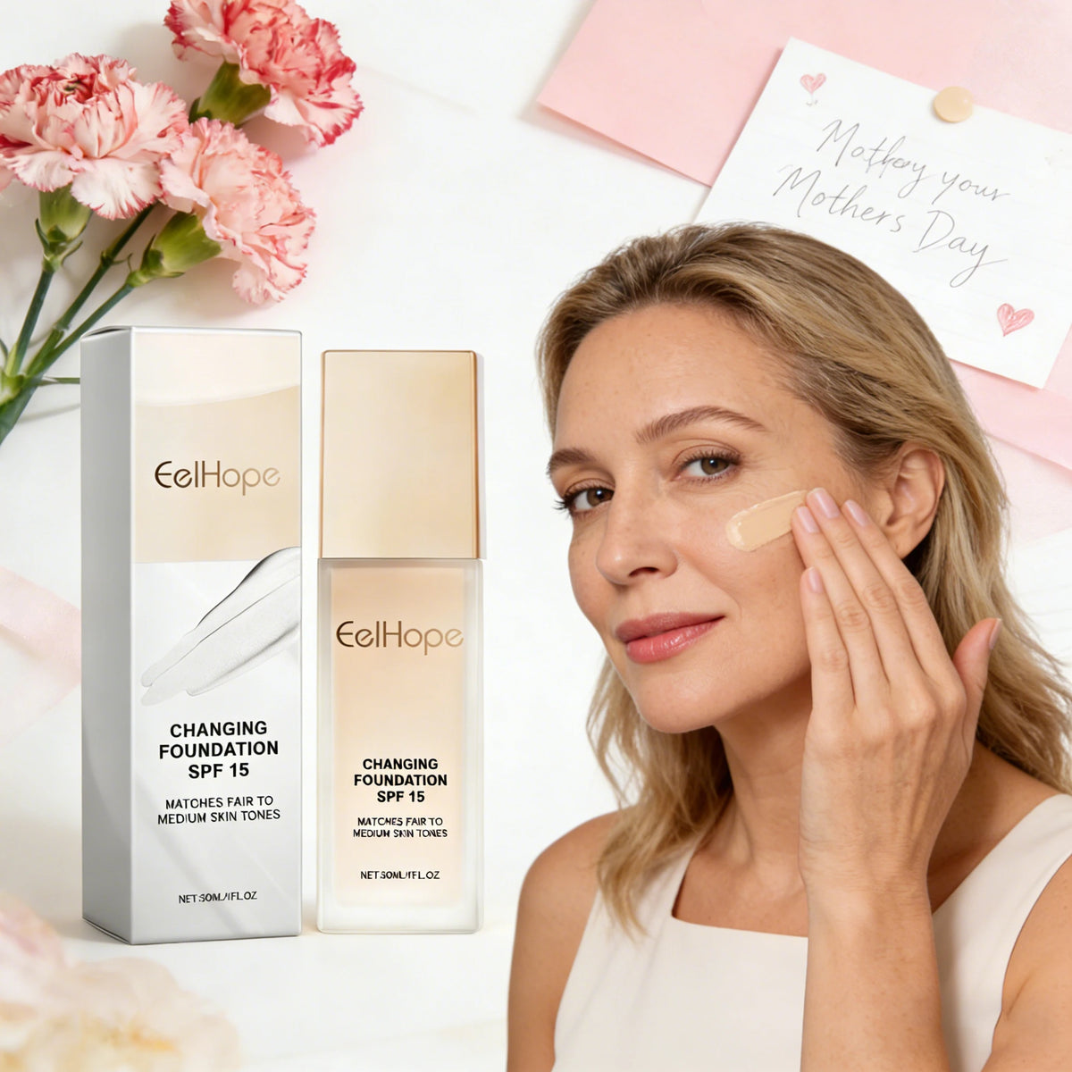 EELHOPE Hydrating Liquid Foundation for Women Moisturizing Natural Lightweight Coverage Makeup Essential Base Gift for Mothers Quake 30ml Boxed