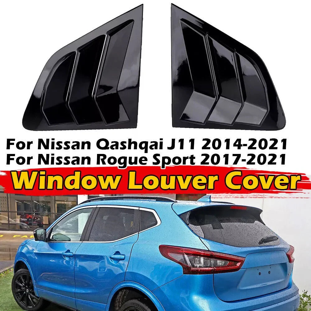 For Nissan Rogue Sport 2017-2021 Qashqai J11 2014-2021 Car Rear Louver Window Side Shutter Cover Trim Sticker Vent Scoop Carbon Quake