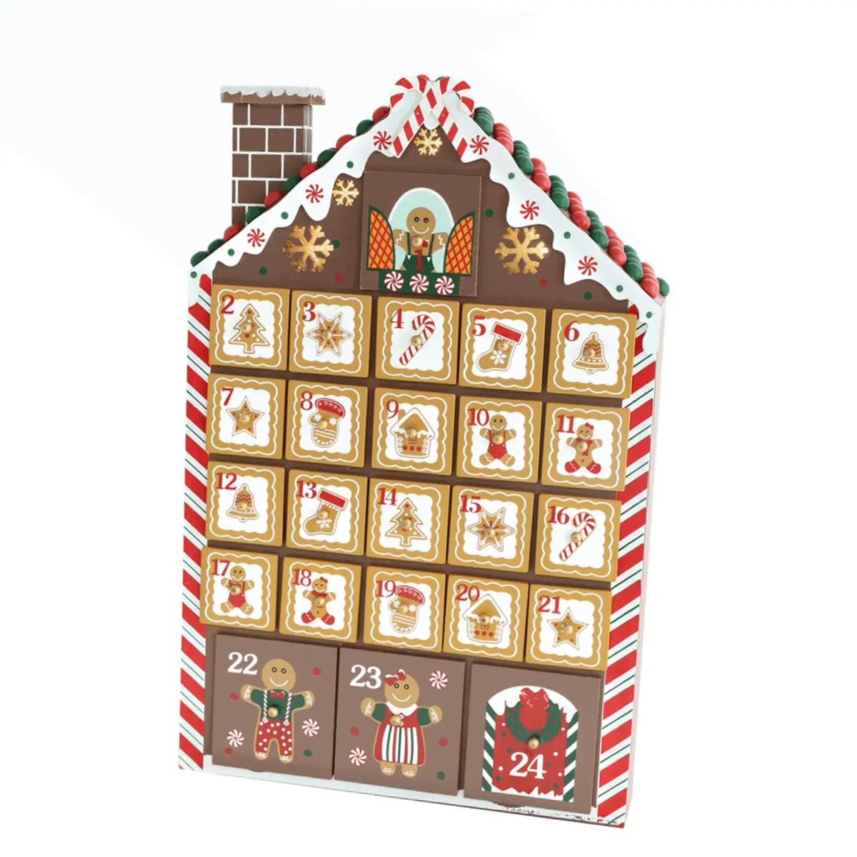 Christmas Wooden Advent Calendar 24 Storage Drawers Decorative Lighted Quake