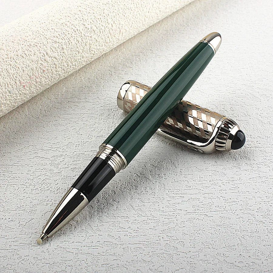 Luxury Business Blue Big Size Metal Rollerball Pen / Ballpoint Pen Silver Clip Blue Ink for Writing Office Writing Gift Pen Quake 148-3