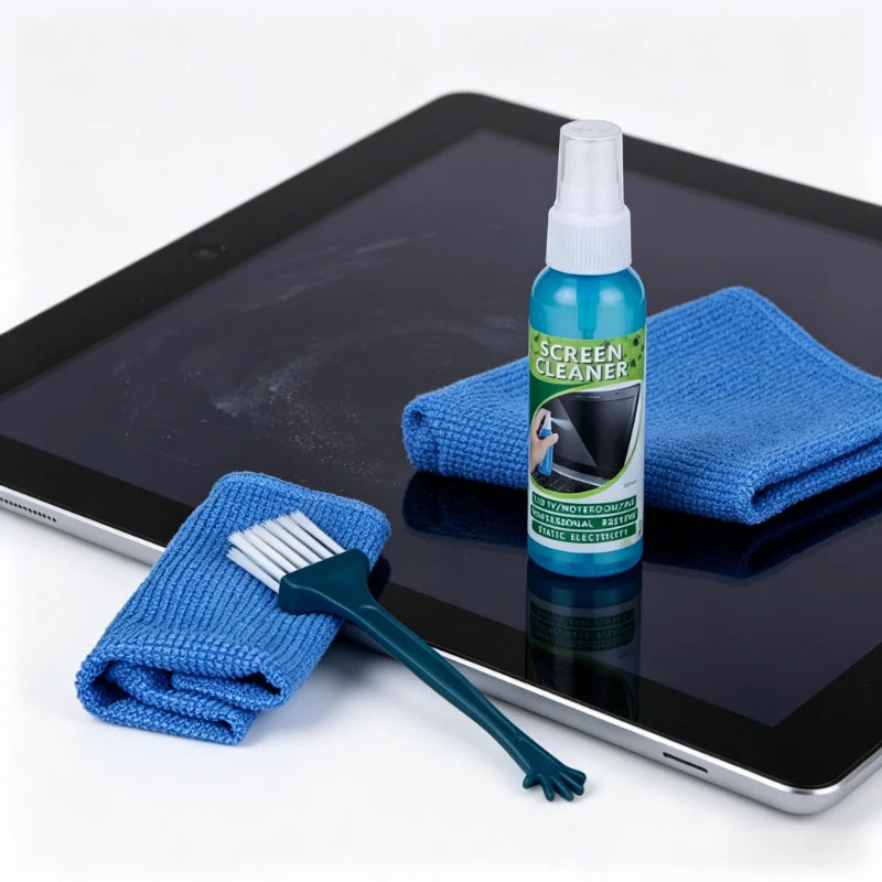 1 Set of Screen Cleaning Kit with Cloth and Liquid Cleaner Suitable for LCD TVs Tablets Laptops and Camera Lenses Quake