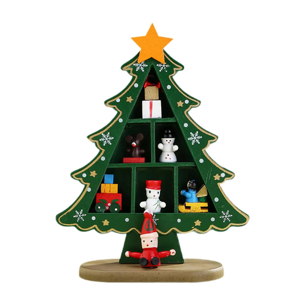 Wooden Christmas Tree Desktop Decor Craft Sturdy Table Centerpiece Convenient Mini Christmas Tree Decoration for Xmas Party Home Quake Green