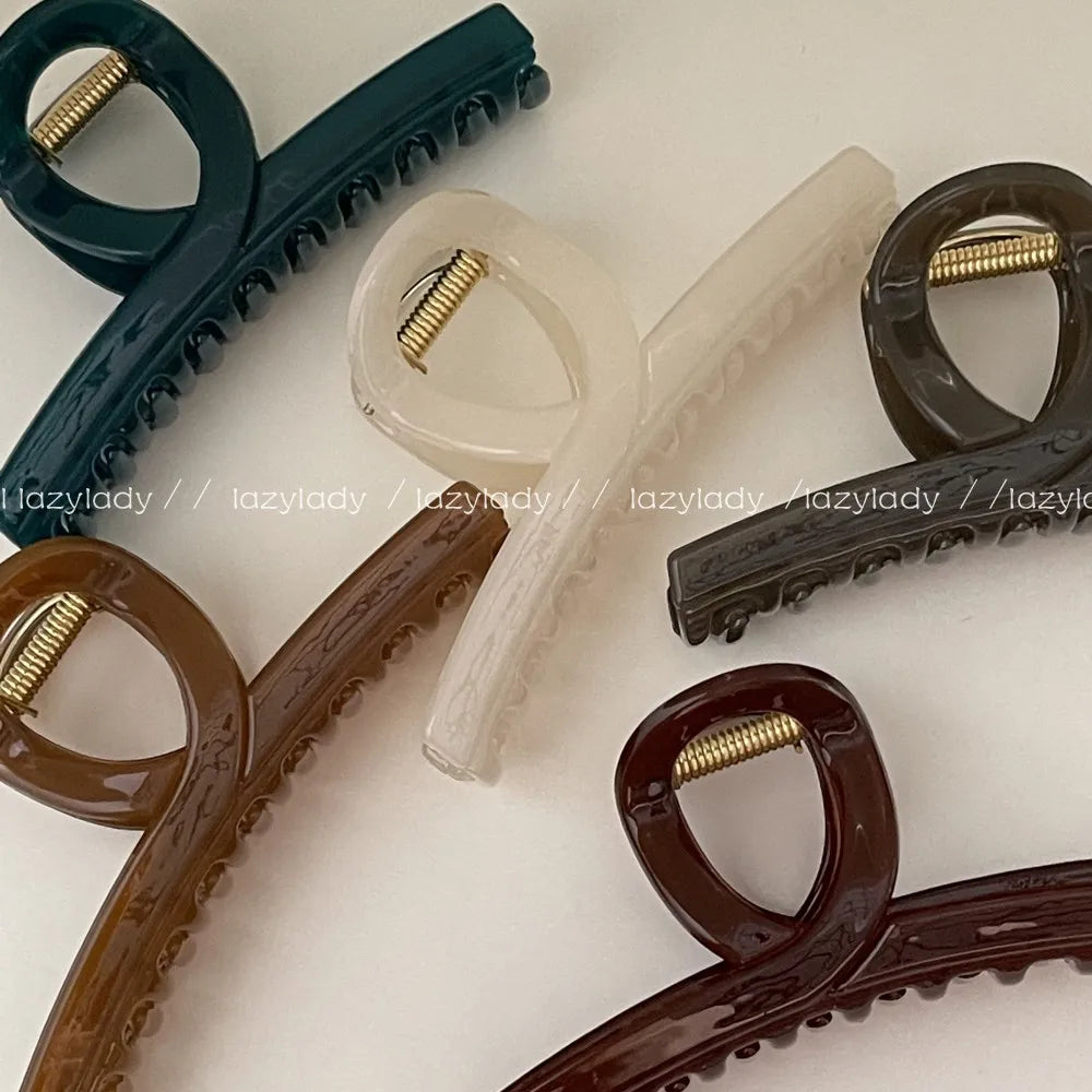 Vintage Shark Clip Elegant French Disc Hairpin Grab Clip Large Girls Women Headwear Hair Styling Tools Accessories Quake