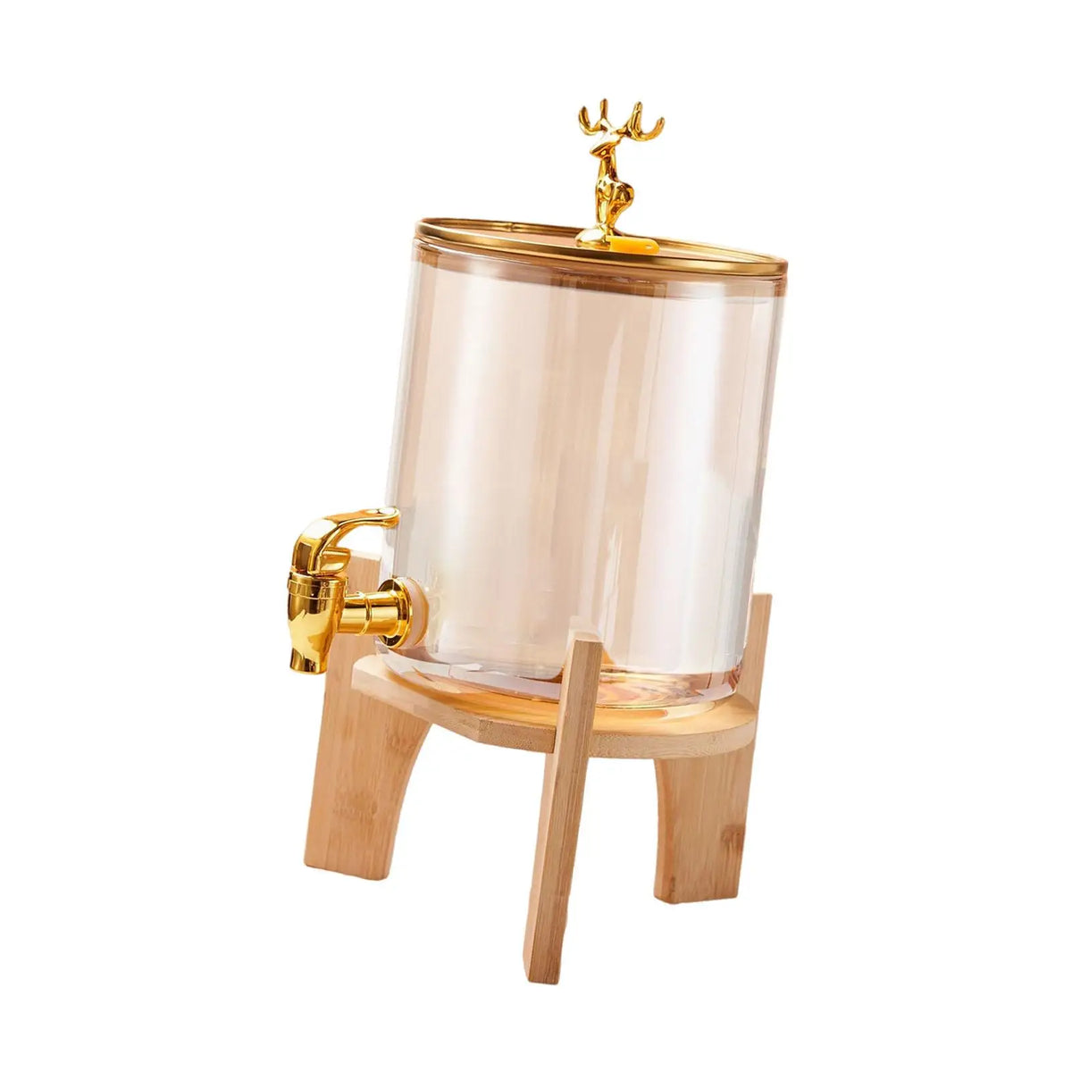 Cold Kettle Drink Dispenser with Glass Body and Bamboo Stand Party Drink Jug for Events Gatherings Different Cups Use Quake