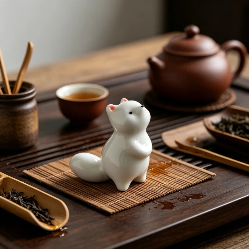 Fun Mini Fox Tea Pet Ornament Creative Cute Pet Home Decor Living Room Desktop Decoration Quake