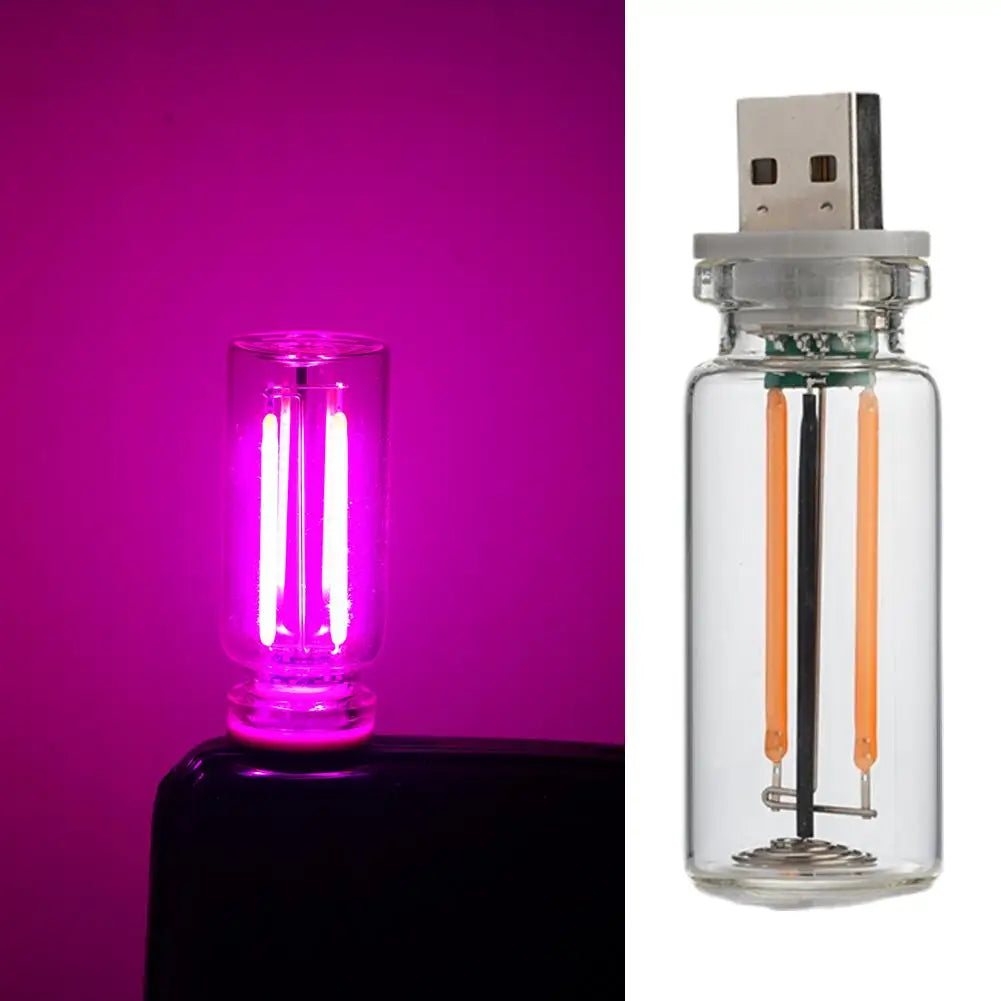 Car USB Night Light Touch control Dimmable LED Filament Lamp USB Plug and Play Decorative Atmosphere Light for Car Bedroom Quake F