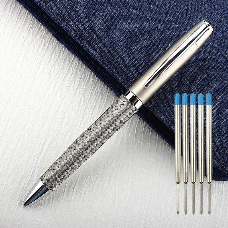 Steel Wire Metal Ballpoint Pen Rotating Pen Portable Ball Point Small Pen Small Oil Exquisite Brief Pens for School Quake 639-2
