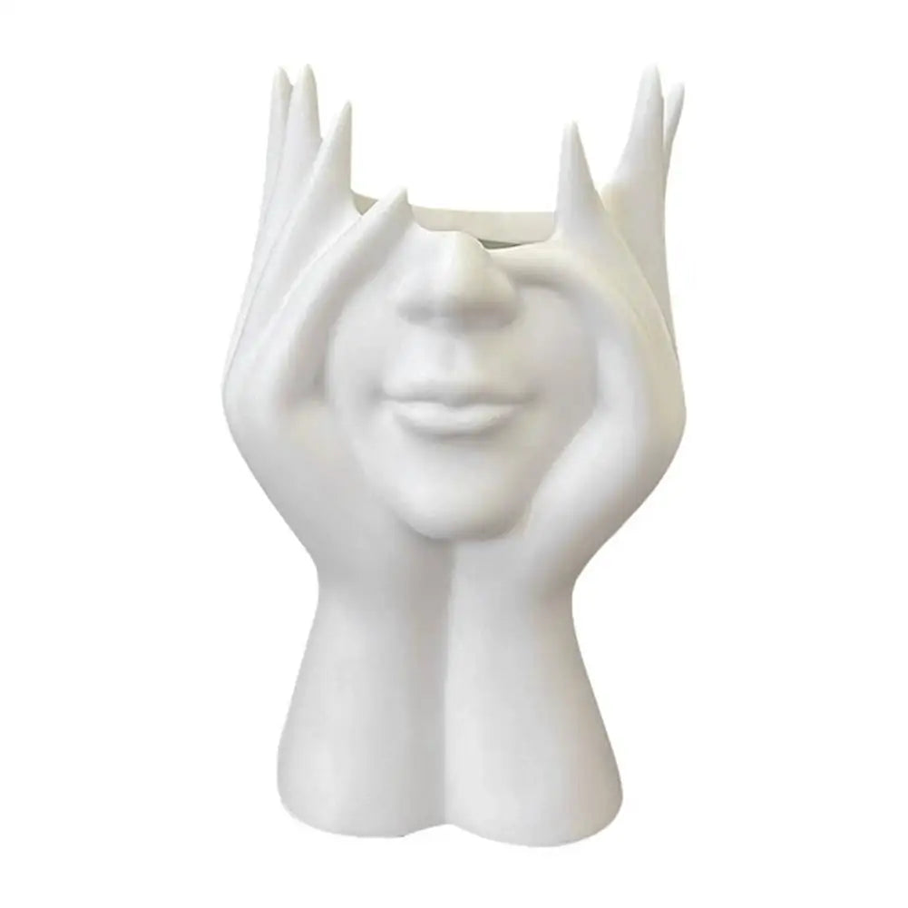 Makeup Brush Holder,Human Face Art Desktop Decoration,Vase,Compatible with Makeup,Eyebrow Pencils,Home Organizer,Plastic Materi Quake A