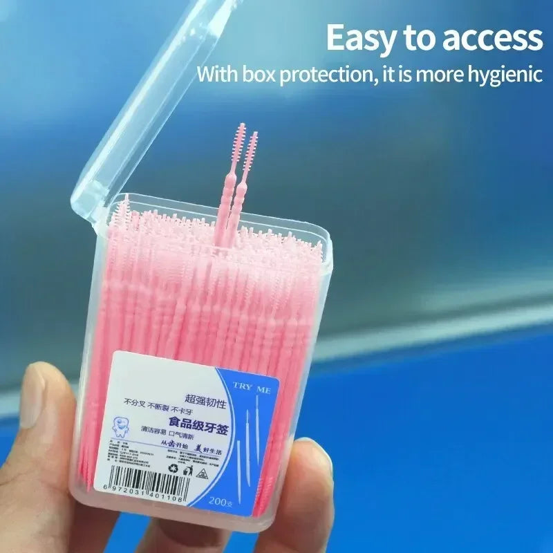 Portable Ultra Fine Toothpick Disposable Family Box Packed Pick Double Head High End Personality Creative Fruit Stick 200 Pieces Quake