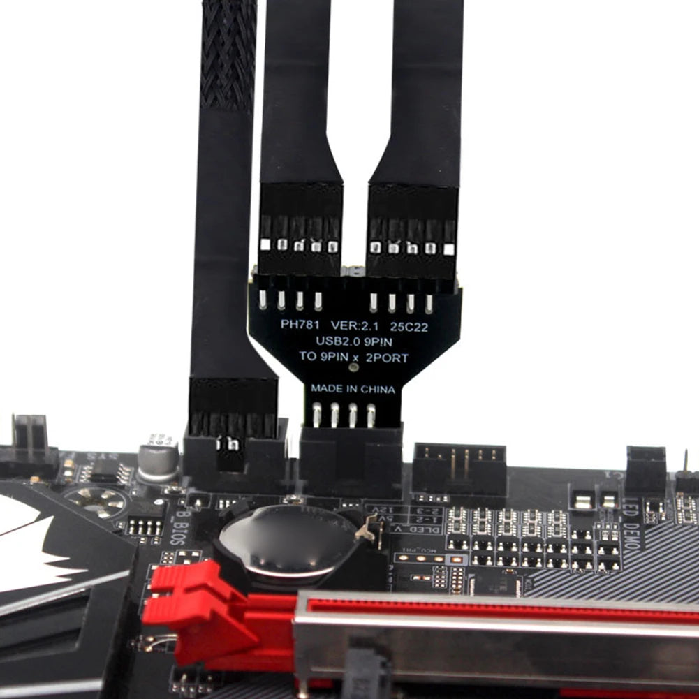 Multi-Port Header Splitter Adapter for Efficient Power and Data Distribution Suitable for Multiple Gadgets Black Quake
