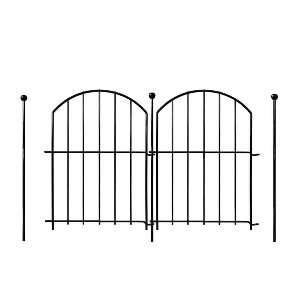 Rustproof Iron Fence Barrier Outdoor Garden Metal Fencing Panels Interlocking System No Dig Stakes for Yard Landscape Border Quake