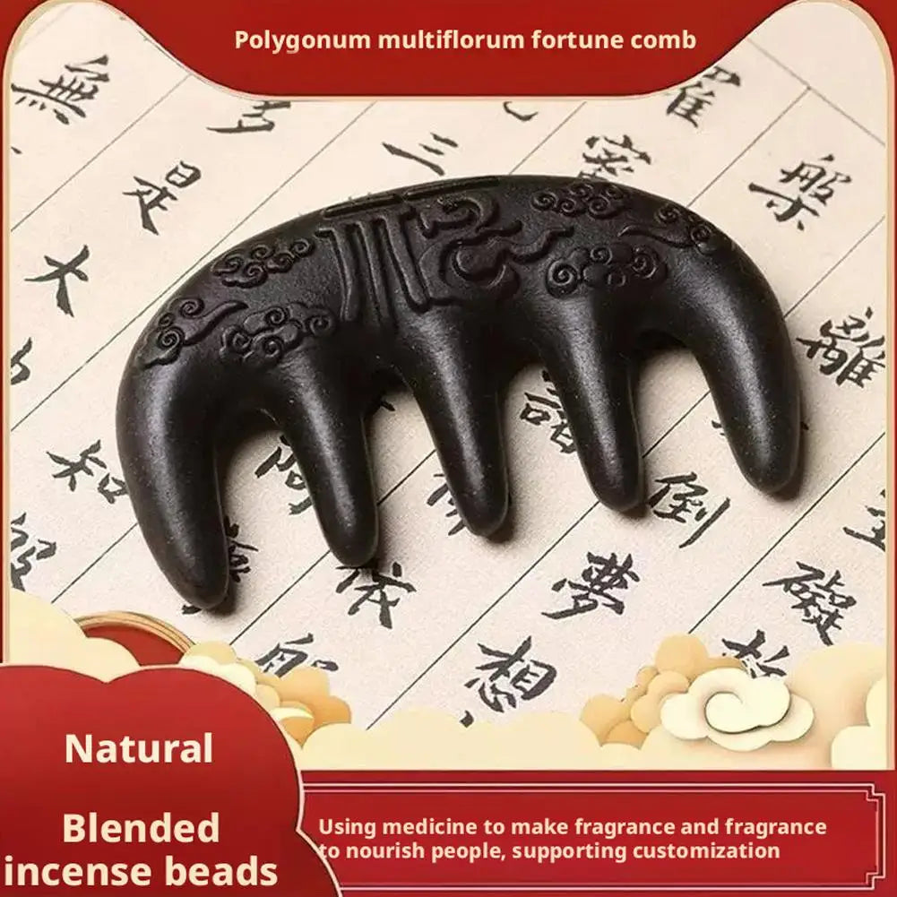 Polygonum Multiflorum Massage Comb Natural Handmade Five-tooth Meridians Scalp Massager Wide Tooth Comb Head Scraping Massage Quake