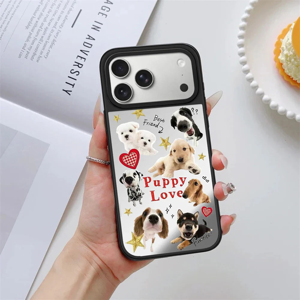 Am I Cute Puppy Mirror Surface Magnetic Phone Case Cover for IPhone 12 13 14 15 16 17 18 Pro Max Case Quake