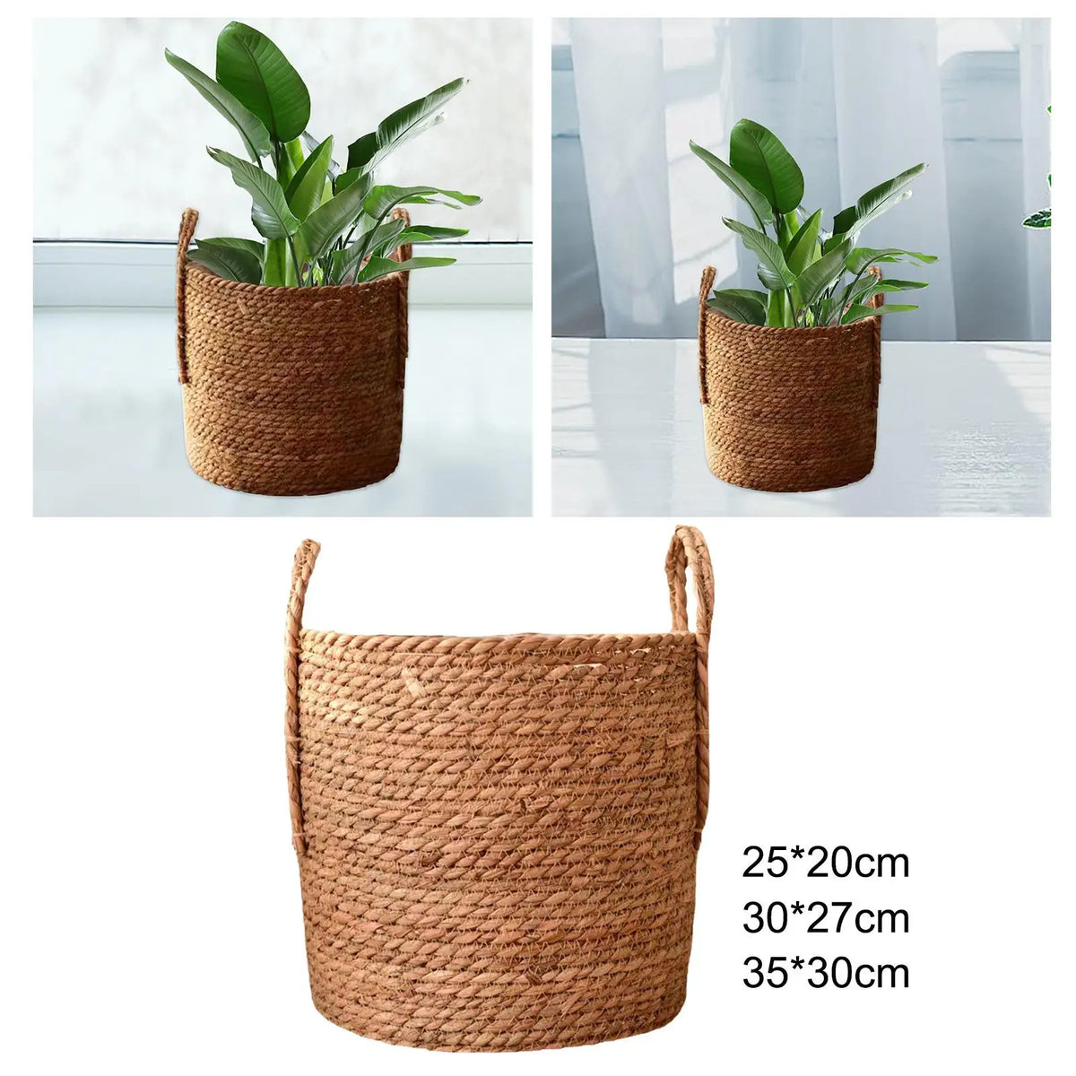 Woven Planter Basket Flower Basket Portable Decorative Multipurpose Ornament Plant Pot Container for Living Room Quake