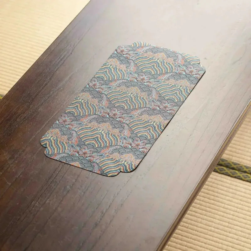 1pc Double Sided Brocade Tea Mat Chinese Zen Style Non Slip Dry Retro Dining Table Decoration Traditional Coaster Quake