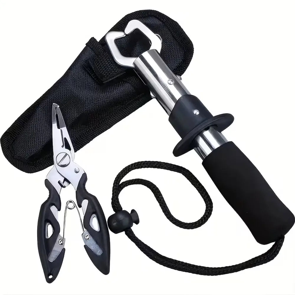1 Set Stainless Steel Fish Gripper Grip(16.76 cm)+Pliers(10.92 cm) Fishing Tackle Controller Fish Plier Fishing Tools Quake