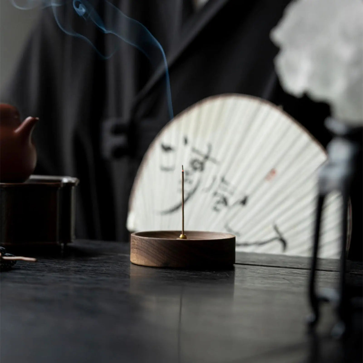 Wooden Incense Holder Round Burner Natural Incense Stick Tray for Yoga Meditation Living Room Decor Quake