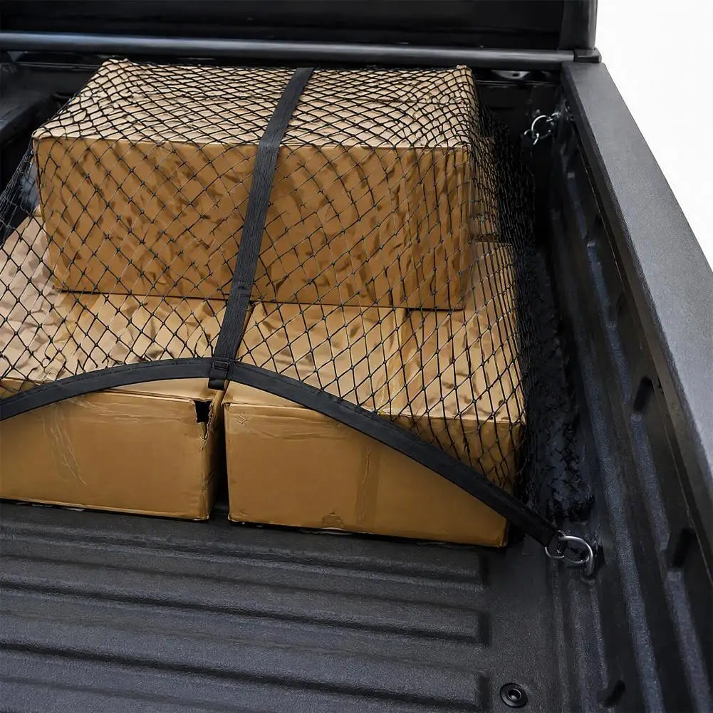 Pickup Truck Bed Organizer Truck Cargo Net with 4 Hooks Elastic Truck Bed Organizer Stretchable Net Car Floor Boot Trunk Storage Quake